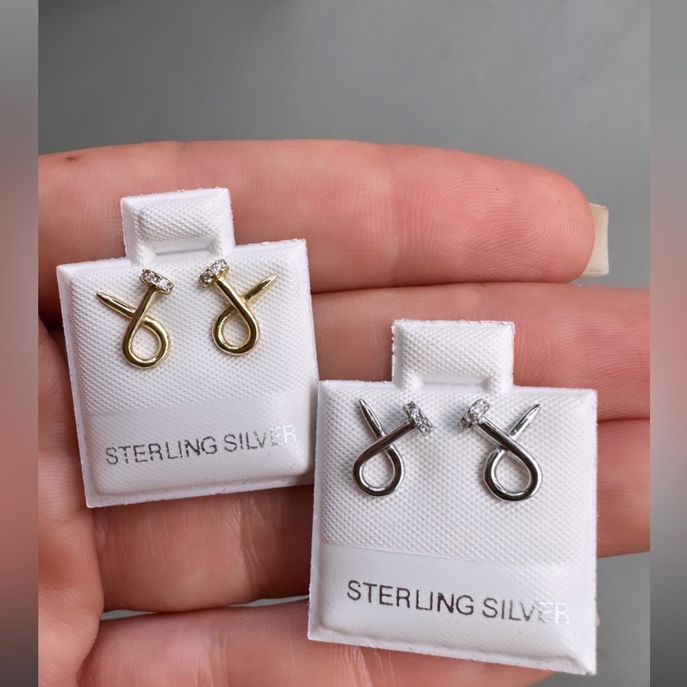 Nail Earrings Sterling Silver Earrings